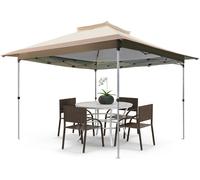 CostwayTonnelle de Jardin Instantanée Double Toit 360X360CM Tente Réception avec Dessus Ventilé Sac de Transport à Roulettes Tonnelle à Ouverture Café