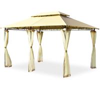 CostwayTonnelle de Jardin Pergola avec Moustiquaires Amovibles 3,9 x 2,9 x 2,7 M (L x l x H) Tente de Réception Beige