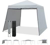 CostwayTonnelle de Jardin Pliable Instantané 300 x 300 cm avec Parois Latérale Amovibles Sac à Roulettes Hauteur Réglable