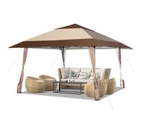 CostwayTonnelle de Jardin Pliante 3M x 3M avec Supports en Fer et Roues Tente de Reception Imperméable UPF 50+ à Hauteur 265-285CM