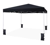 CostwayTonnelle de Jardin Pliante Tonnelle Pop Up avec Sac de Transport Structure Métallique 8 Piquet de Tente 4 Sacs de Sable Noir
