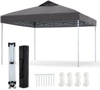 CostwayTonnelle de Jardin Pop-up 295x295CM Tente Réception Pliant avec Verrouillage Central à Un Clic Sac de Transport Portable Gris