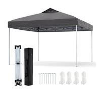 CostwayTonnelle de Jardin Pop-up 295x295CM Tente Réception Pliant avec Verrouillage Central à Un Clic Sac de Transport Portable Gris