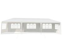 CostwayTonnelle de Jardin Tente de Réception 5 Murs Amovibles et Fenêtre sur Côté en Acier et PE 900x300x260cm Blanc