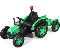 CostwayTracteur Electrique avec Télécommande 2.4G 12V 7AH Vitesse : 3-8 km/h MP3 Port USB pour Enfants de 3 à 8 Ans Vert