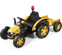 CostwayTracteur Electrique avec Télécommande 2.4G 12V 7AH Vitesse : 3-8 km/h MP3 Port USB pour Enfants de 3 à 8 Ans Noir