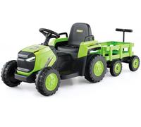 CostwayTracteur Électrique Enfant 12V avec Remorque Détachable Télécommande Phares LED Klaxon Musique Alimentée par Batterie pour 37 à 95 Mois Vert