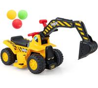 CostwayTractopelle Électrique Jouet de Construction avec Godet Contrôlable Rangement Caché Effets Sonores Panier de Basket et 3 Balles pour Enfants de 2 Ans et Plus