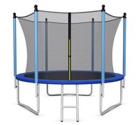 CostwayTrampoline Extérieur ø244cm Echelle Filet de Sécurité Tapis de Saut Tuyau Galvanisé Antirouille pour Enfants Charge 80 kg