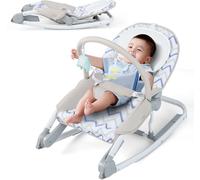 CostwayTransat 2 en 1 pour Bébé Transat Portable avec Dossier Réglable à 3 Niveaux et Siège en Tissu Amovible pour 0-6 Mois Gris