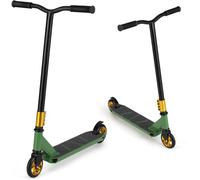 CostwayTrottinette Acrobatique pour 10+ Ans Trottinette pour Acrobatie 2 Roues en PU Large Plateau en Aluminium Trottinette Capacité 100Kg Vert