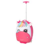 CostwayValise Enfants à Roulettes 16?? avec Roues Lumineuses Bagages Enfant avec Poignée Rétractable 68,5-83,5CM Cheval