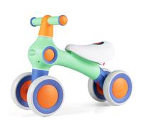 CostwayVélo d'Équilibre pour Enfants Jouet de Conduite avec Selle Souple Réglable 4 Roues Silencieuses & Sans Pédales pour 1-3 Ans Vert