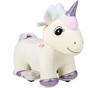 CostwayVoiture à Chevaucher en Peluche Licorne pour Enfants 3 Ans+ avec Musique Jouet Electrique à Enfourcher Charge 25KG 72x33,5x56CM