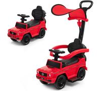 CostwayVoiture à Pousser pour Enfant sous Licence Poussette pour Tout-petit avec Auvent Réglable Garde-corps et Klaxon pour 1-3 Ans Rouge