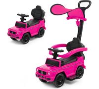 CostwayVoiture à Pousser pour Enfant sous Licence Poussette pour Tout-petit avec Auvent Réglable Garde-corps et Klaxon pour 1-3 Ans Rose