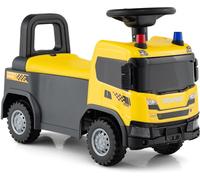 CostwayVoiture à Pousser pour Enfants Camion de Pompiers avec Volant Lumières Sirènes Klaxon et Musique Voiture à Glisser pour 19 Mois + Jaune