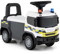 CostwayVoiture à Pousser pour Enfants Camion de Pompiers avec Volant Lumières Sirènes Klaxon et Musique Voiture à Glisser pour 18 Mois + Blanc