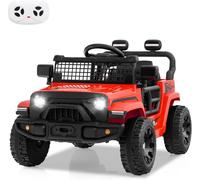 CostwayVoiture Camion 12V pour Enfants Véhicule Électrique à Batterie avec Télécommande 3 Vitesses Lumières LED Musique et Klaxon pour 3+ Ans Rouge