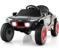 CostwayVoiture de Course Sous Licence Véhicule Électrique Alimenté Par Batterie 12v Télécommande Lumières Led 4 Ressorts de Suspension pour Enfants Gris