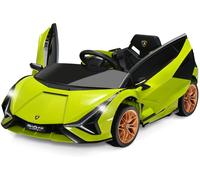 CostwayVoiture de Sport Électrique 12V pour Enfants 3-8Ans 2 Portes Papillons Effets Sonores et Lumineux 108x64x41cm Vert