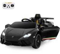 CostwayVoiture de Sport Sous Licence Lamborghini pour Enfants de +3 Ans Batterie 12 V Télécommande Lumières LED Musique Klaxon Noir