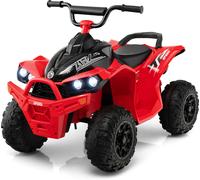 CostwayVoiture Electrique 12 V pour Enfants Quad pour Enfants de 3-8 Ans Vitesse Elevée/Basse Siège Confortable Roues Larges Rouge