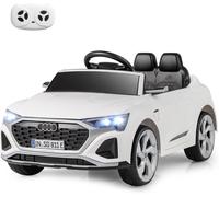 CostwayVoiture Electrique 12 V pour Enfants Sous Licence Audi SQ8 avec Télécommande Klaxon Lumières LED Musique 3 Vitesses pour 3 Ans+ Blanc
