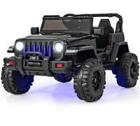 CostwayVoiture Electrique 12V/7Ah pour Enfants Télécommande 2,4G 2 Moteur MP3 USB Klaxon Vitesse Max 6km/h 3-8 Ans Noir