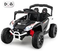 CostwayVoiture Électrique 12v Camion Utv avec Télécommande 3 Vitesses Lumières Led Musique Klaxon & Suspension à Ressort pour 3+ Ans Blanc