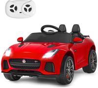 CostwayVoiture Électrique 12V pour Enfants 3-8 Ans avec Télécommande 2.4G Suspension à Ressorts et 2 Portes Verrouillables Rouge