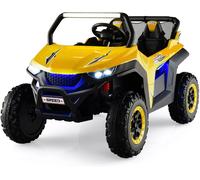 CostwayVoiture électrique Enfant 12 V Télécommande pour 3-8 Ans 2 Vitesses Ressort de Suspension Charge 59KG 118x74x71CM Jaune