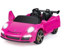 CostwayVoiture Électrique RUF Agréée Enfants Véhicule Électrique 12V avec Télécommande Lumières LED Klaxon Musique Motrices Siège 2 Places Rose