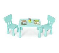 Costzon Ensemble table et chaises en plastique pour enfants, 3 pièces pour activité, lecture, dessin, goûter, loisirs créatifs, salle de jeux, table et chaises pour tout-petits (vert menthe)