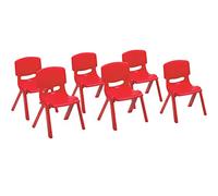 Costzon Lot de 6 chaises d'école empilables en plastique - Hauteur d'assise : 28 cm - Poignée de transport - Imperméables - Pour salle de jeux, écoles, jardins d'enfants