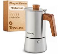 Cosumy Cafetière Expresso en acier inoxydable 300ml - Pour 6 tasses - Induction, Gaz und Tous Feux - Cafetière italienne Espresso Moka