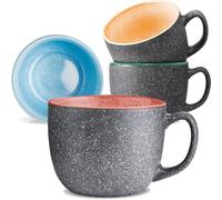 Cosumy Tasses à Café en Céramique - Lot de 4 Tasses 350 ml - Grès Épais avec Émail Réactif Fait Main - Garde la Chaleur Plus Longtemps (Coloré)