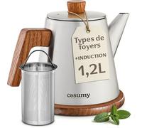 Cosumy Théière Inox 1,2 L avec Filtre - Bouilloire Induction - Sous-Verre
