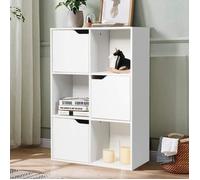 COSWAY Meuble de Rangement Casier avec 6 Compartiments 60x29x90CM 3 Ouvert et 3 avec Porte, Pour Salon, Chambre, Bureau etc. Blanc