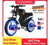Coswheel vélo électrique GT20 PRO double moteur double 40AH batterie moto hors route vélos de montagne 20 pouces gros pneu vélo électrique