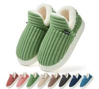 Coswind Chaussons Femmes Hiver en Doudou Fermées Chaudes Doublées Douces Antidérapantes Pantoufles Intérieur et Extérieur Vert herbe 300