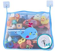 COSY ANGEL Filet de Rangement Salle de Bain Jouet de Stockage Sac à Jouet du Bain avec 4 Crochets Robustes Auto-Adhésifs. (Bleu)