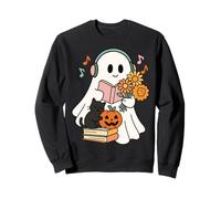 Cosy Ghost lisant avec Cat Cute Spooky Fall Sweatshirt