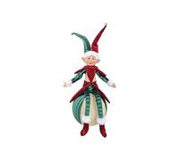 Cosy Home Figurine Elfe Noël en Textile, Bordeaux/Vert, 30X25Xh50 Cm