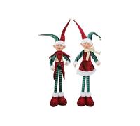 Cosy Home Figurine Elfe Noël en Textile,Bordeaux/Vert, 30X8Xh65 Cm, Assorti