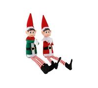 Cosy Home Figurine Elfe Noël en Textile,Rouge Vert, H36 Cm, Assortis