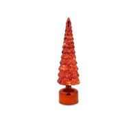 Cosy Home Lampe LED Sapin de Noël en Verre, Rouge,11X11Xh39 Cm,Excl 3 Piles AA