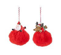 Cosy Home Lot de 12 Boules Plush en Textile, 2 Assorties, Rouge, 6X6Xh8 Cm