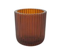 Cosy Home Lot de 6 Bougeoirs en Verre Ribs, Brun, 9X9Xh9Cm