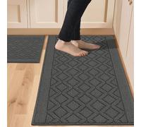 COSY HOMEER Lot de 2 Tapis de Cuisine 122 x 50 cm/76,2 x 50,8 cm en 100% polypropylène, Doux, spécialisés dans Les Tapis antidérapants et lavables en Machine (Gris)